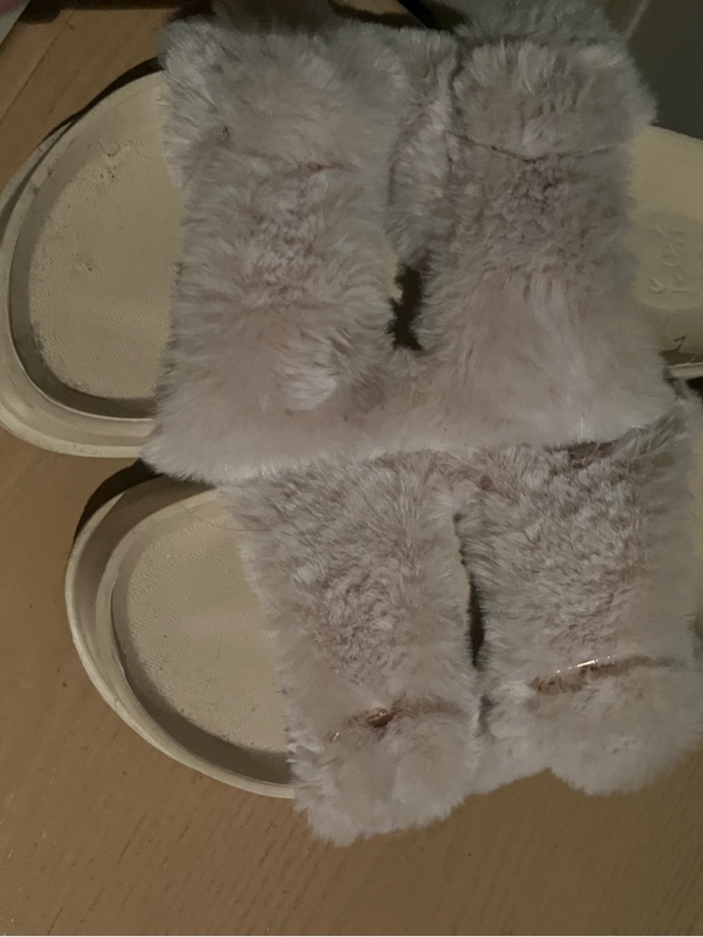 Plush Fuzzy Slide Sandals in Light Pink
